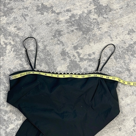 AREA Crystal Embellished Handkerchief Bandeau Crop Top Black Sz L - Picture 11 of 16